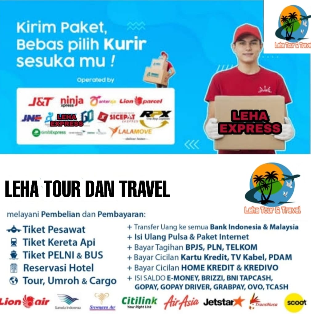 leha tour dan travel melayani 38 jenis transaksi termasuk ekspedisi ppob travel dan pulsa